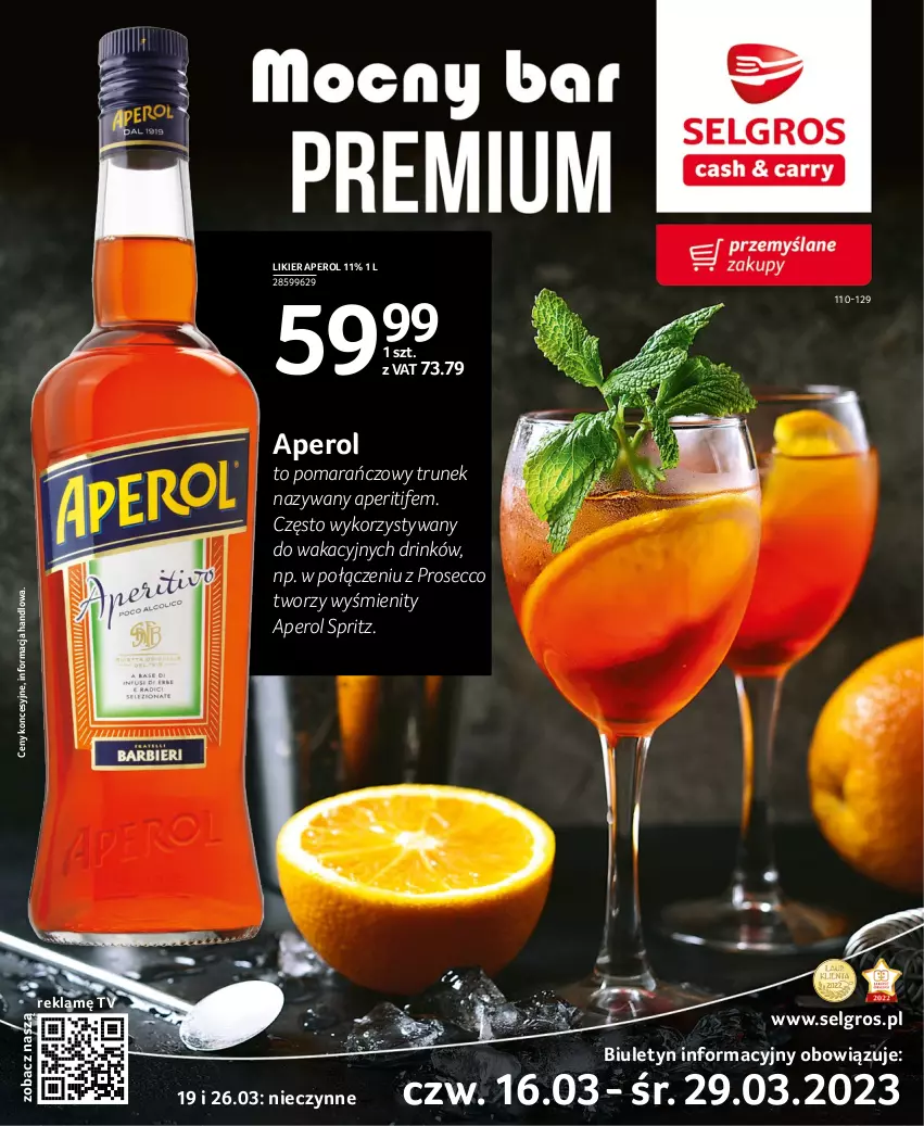 Gazetka promocyjna Selgros - Katalog Alkohole - ważna 16.03 do 29.03.2023 - strona 1 - produkty: Aperol, LG, Likier, Prosecco