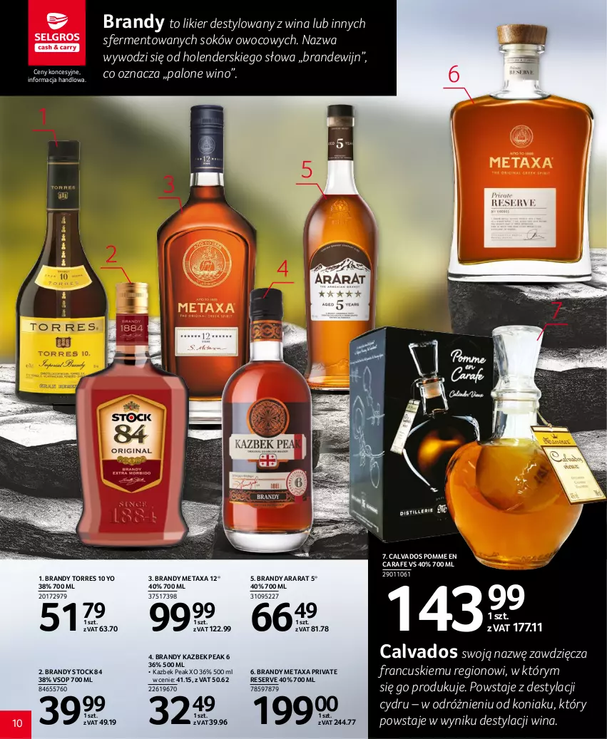 Gazetka promocyjna Selgros - Katalog Alkohole - ważna 16.03 do 29.03.2023 - strona 10 - produkty: Brandy, Likier, Metaxa, Ser, Sok, Stock, Wino