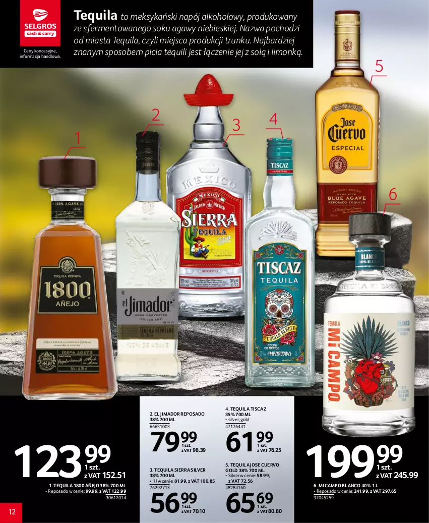 Gazetka promocyjna Selgros - Katalog Alkohole - ważna 16.03 do 29.03.2023 - strona 12 - produkty: Jose Cuervo, Napój, Sok, Tequila
