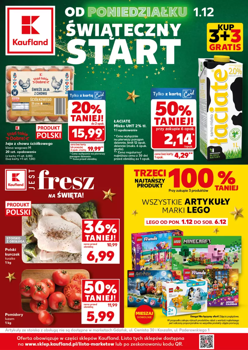 Gazetka promocyjna Kaufland - Mocny Start - ważna 01.12 do 03.12.2025 - strona 1 - produkty: Gra, Jaja, Kurczak, LEGO, Mleko, Pomidory