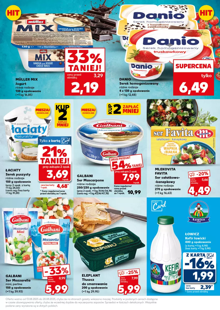 Gazetka promocyjna Kaufland - Mocny Start - ważna 18.08 do 20.08.2025 - strona 19 - produkty: Fa, Favita, Galbani, Jogurt, Mleko, Mlekovita, Mozzarella, Sałat, Ser, Serek, Serek homogenizowany, Serek puszysty