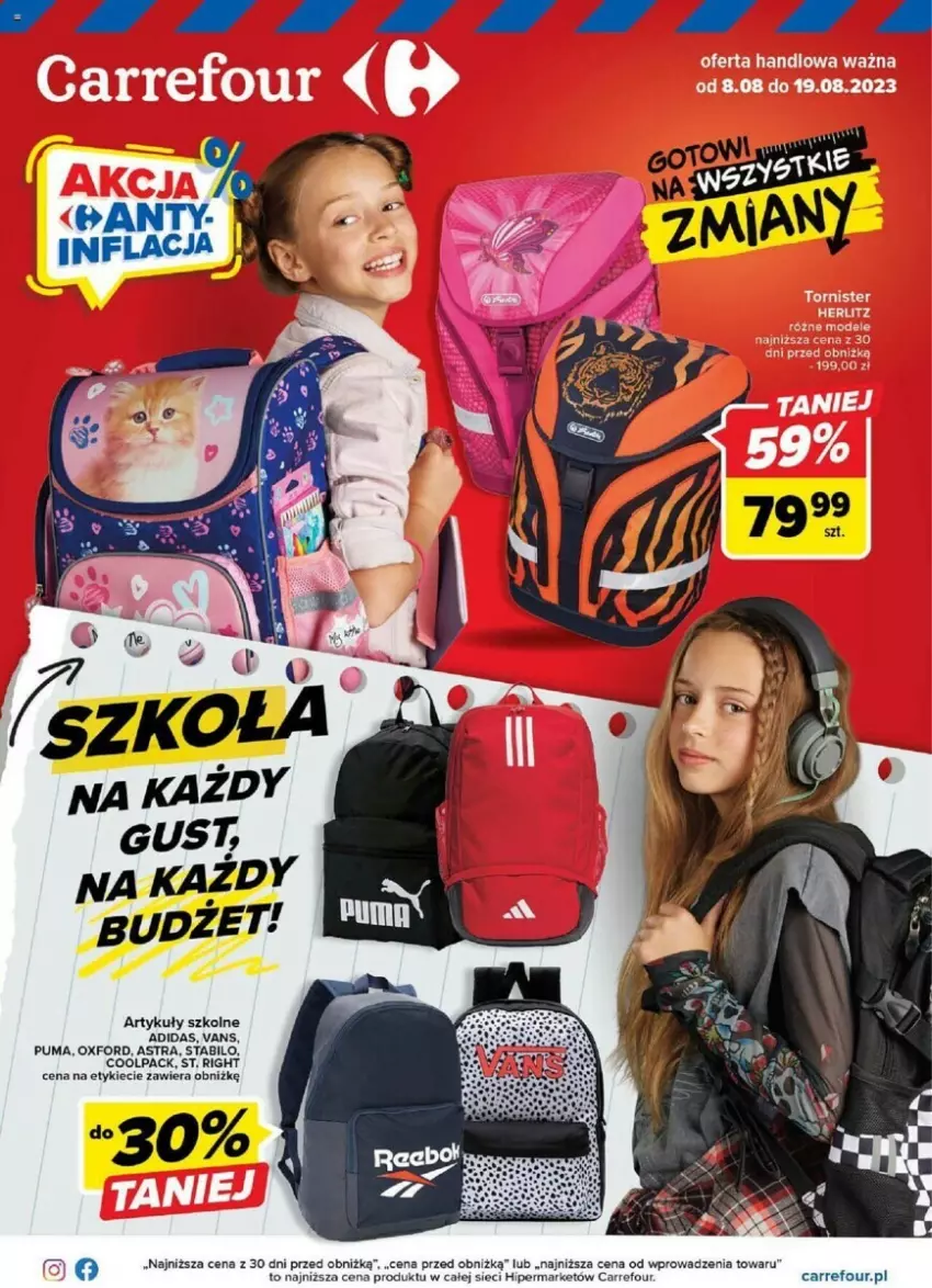 Gazetka promocyjna Carrefour - ważna 08.08 do 19.08.2023 - strona 1 - produkty: Adidas, Puma