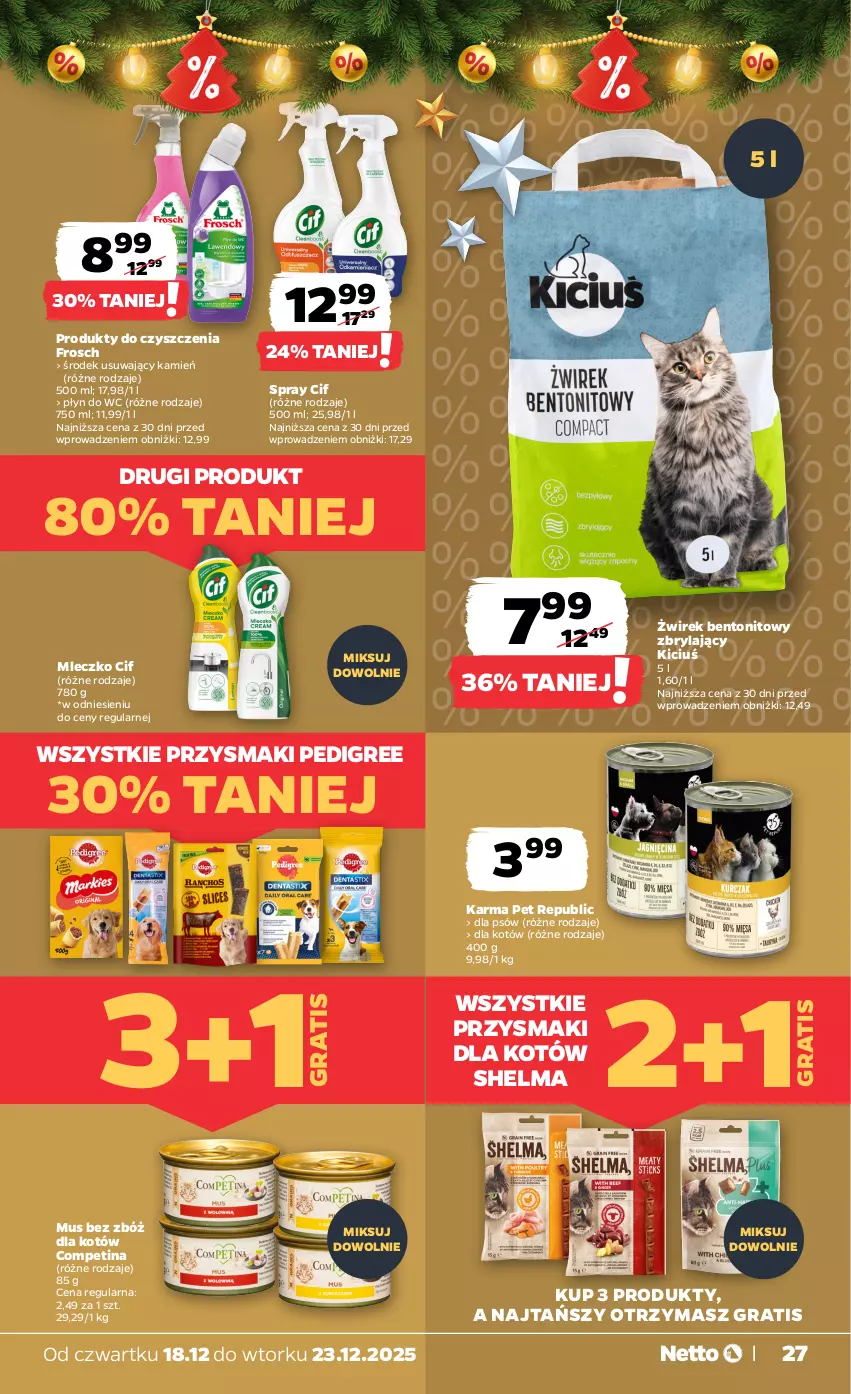 Gazetka promocyjna Netto - Od Czwartku - ważna 18.12 do 23.12.2025 - strona 27 - produkty: Cif, Frosch, Gra, Mleczko, Mus, Pedigree, Płyn do wc, Przysmaki