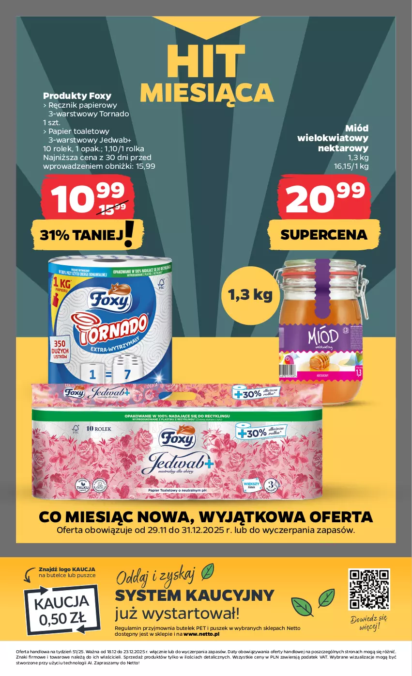 Gazetka promocyjna Netto - Od Czwartku - ważna 18.12 do 23.12.2025 - strona 28 - produkty: Foxy, Miód, Nektar, Papier, Papier toaletowy, Ręcznik