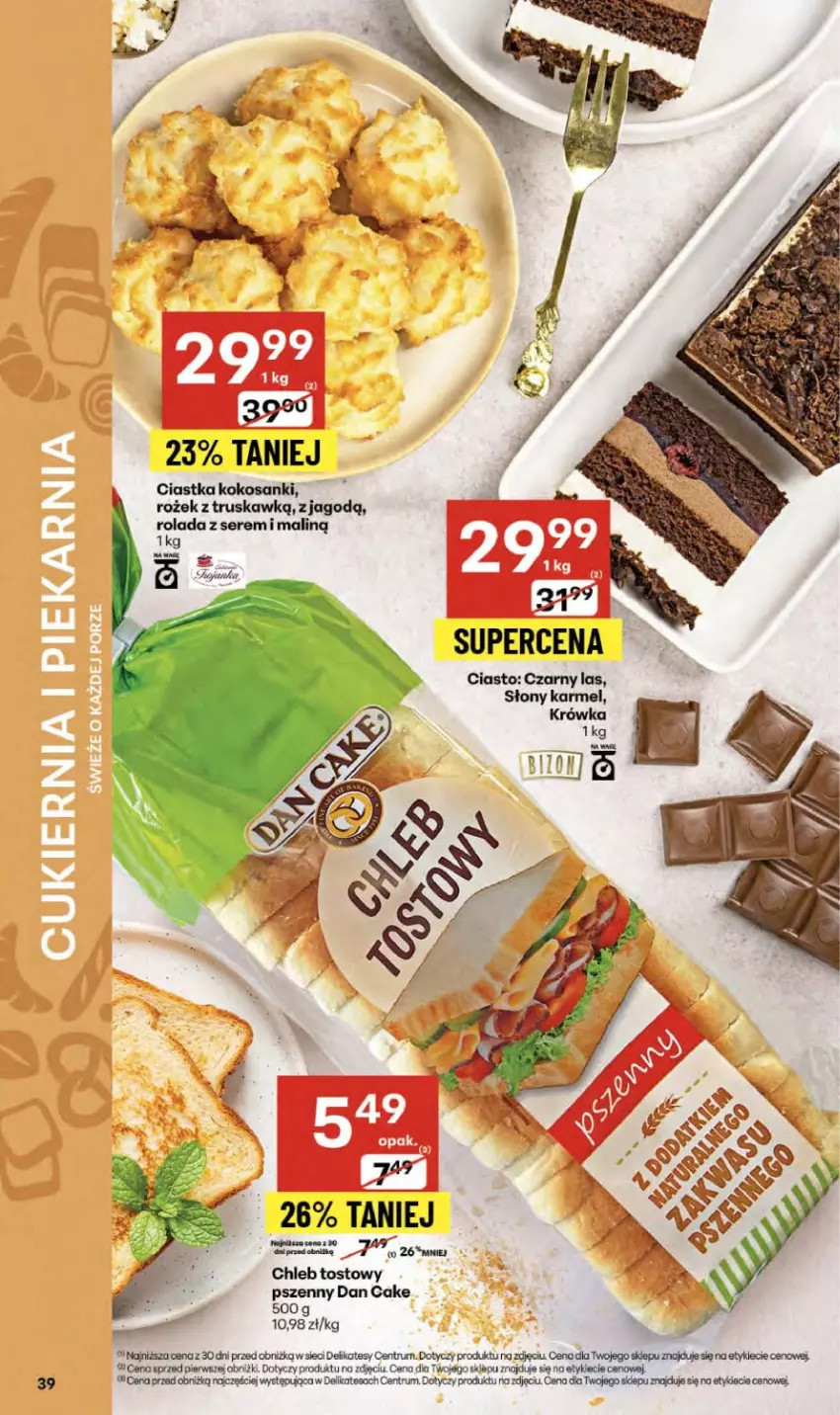 Gazetka promocyjna Delikatesy Centrum - Franczyza DC36 Czwartek - ważna 04.09 do 10.09.2025 - strona 39 - produkty: Chleb, Chleb tostowy, Ciastka, Dan Cake, Fa, Kokos, Rolada, Rum, Sanki, Ser