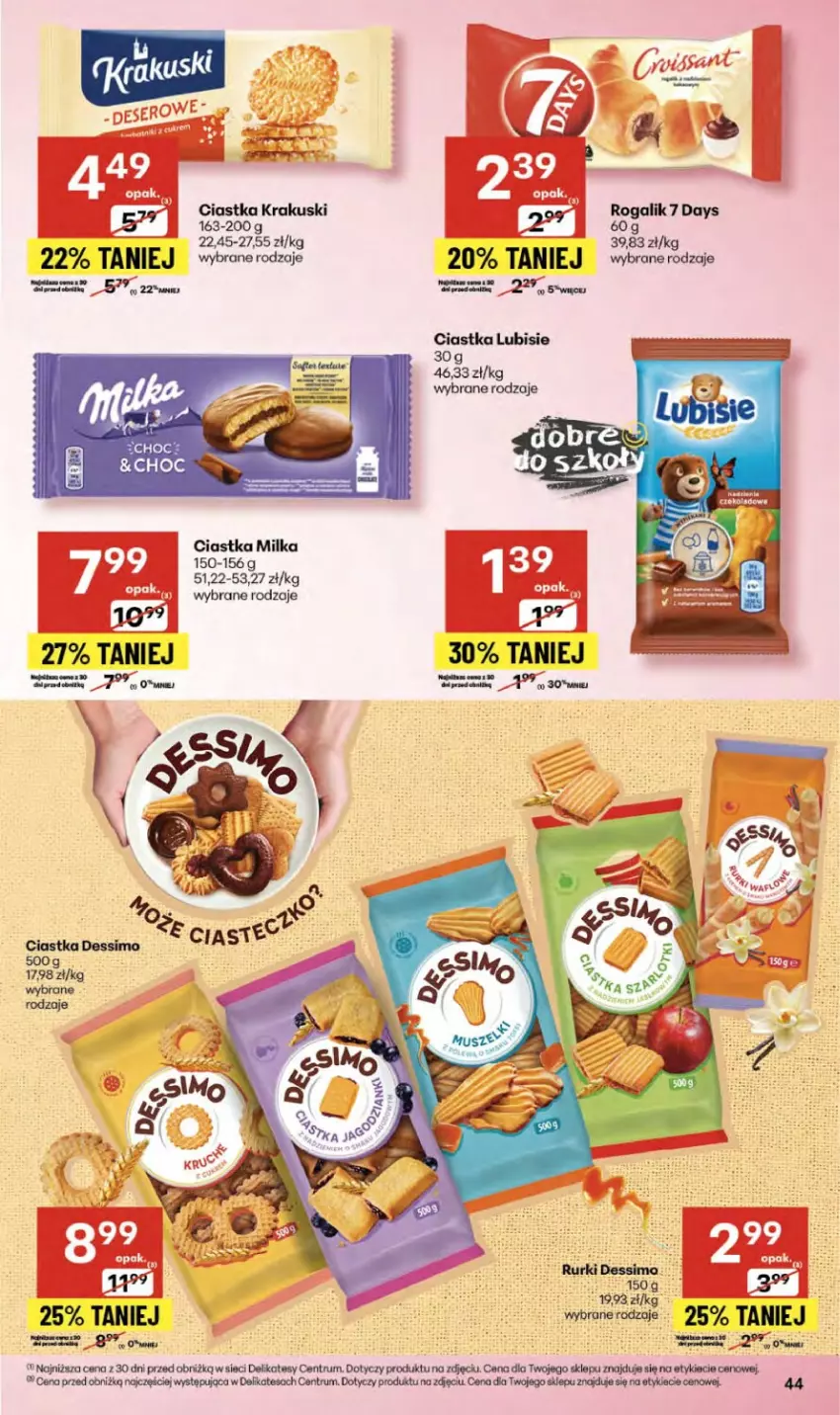 Gazetka promocyjna Delikatesy Centrum - Franczyza DC36 Czwartek - ważna 04.09 do 10.09.2025 - strona 44 - produkty: 7 Days, Ciastka, Krakus, Krakuski, Lubisie, Milka, Rogal, Rum