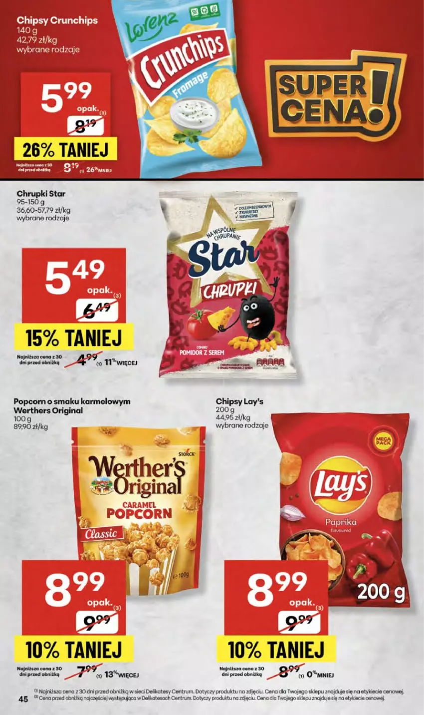 Gazetka promocyjna Delikatesy Centrum - Franczyza DC36 Czwartek - ważna 04.09 do 10.09.2025 - strona 45 - produkty: Chipsy, Chrupki, Crunchips, Gin, Popcorn, Rum
