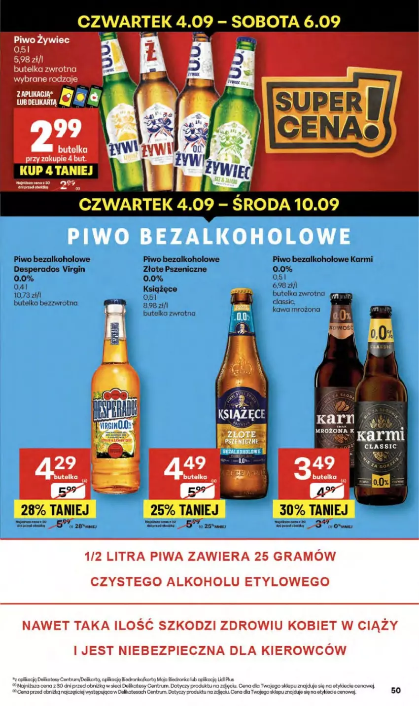 Gazetka promocyjna Delikatesy Centrum - Franczyza DC36 Czwartek - ważna 04.09 do 10.09.2025 - strona 50 - produkty: Desperados, Gin, Gra, Karmi, Kawa, Piec, Piwa, Piwo, Rum, Sos