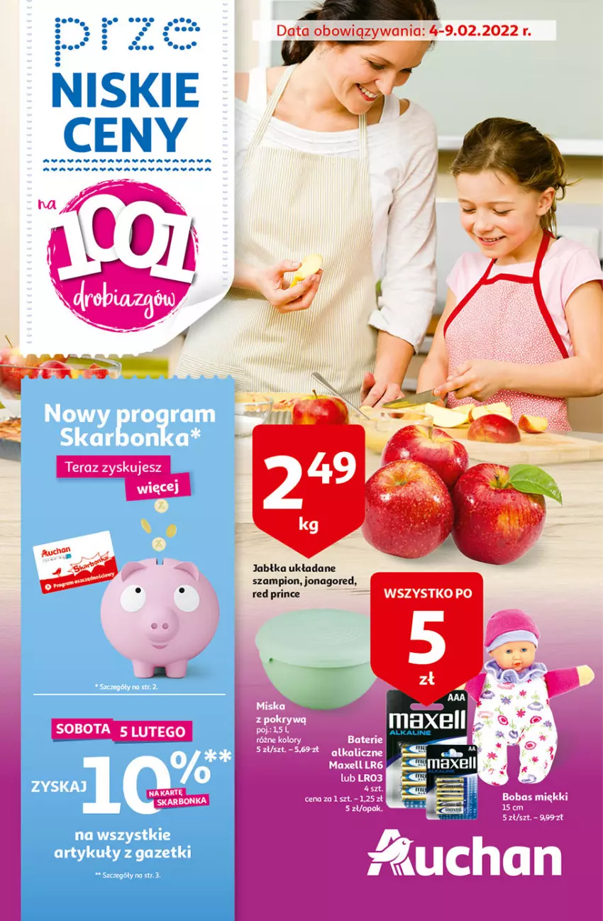 Gazetka promocyjna Auchan - przeNISKIE CENY na 1001 drobiazgów Hipermarkety - ważna 04.02 do 09.02.2022 - strona 1 - produkty: Jabłka, Miska, Szampion, Tera