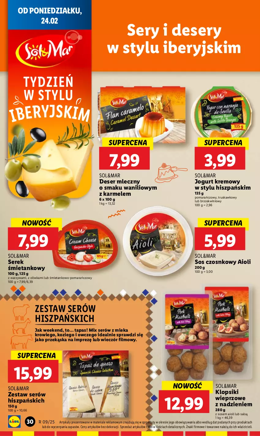 Gazetka promocyjna Lidl - GAZETKA - ważna 24.02 do 26.02.2025 - strona 32 - produkty: Deser, Deser mleczny, Jogurt, Klopsiki, Ser, Serek, Sos, Sos czosnkowy, Warzywa