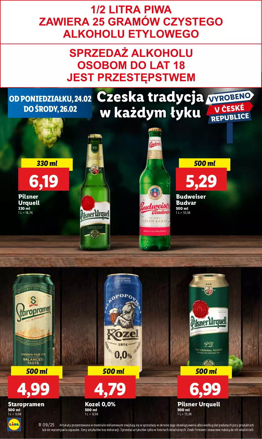 Gazetka promocyjna Lidl - GAZETKA - ważna 24.02 do 26.02.2025 - strona 44 - produkty: Kozel, Pilsner Urquell, Ser