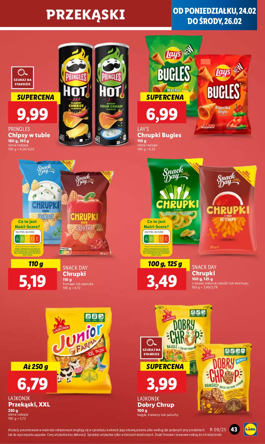 Gazetka promocyjna Lidl - GAZETKA - ważna 24.02 do 26.02.2025 - strona 47 - produkty: Bajgle, Chipsy, Chrupki, Ketchup, Krakersy, Lajkonik, Lay’s, Papryka, Pringles