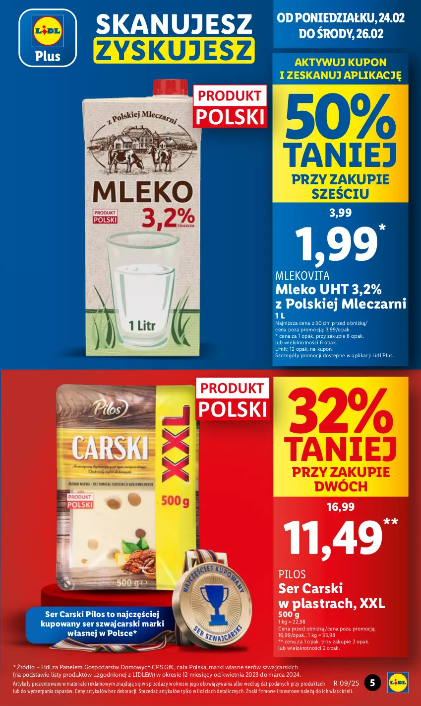 Gazetka promocyjna Lidl - GAZETKA - ważna 24.02 do 26.02.2025 - strona 5 - produkty: Cars, Mleko, Mlekovita, Pilos, Ser