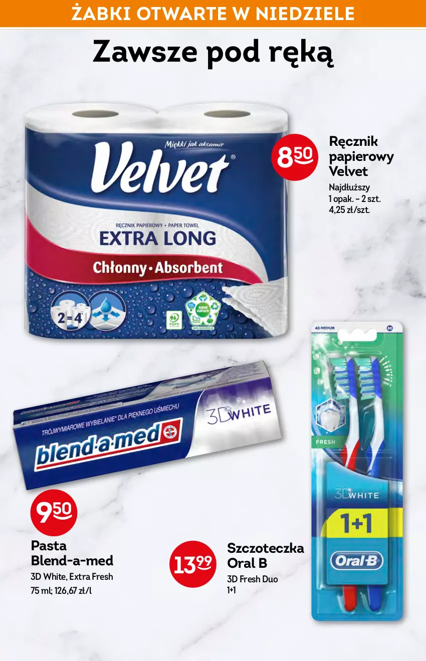 Gazetka promocyjna Żabka - ważna 27.01 do 01.02.2022 - strona 44 - produkty: Blend-a-Med, Oral B, Papier, Ręcznik, Szczoteczka, Velvet