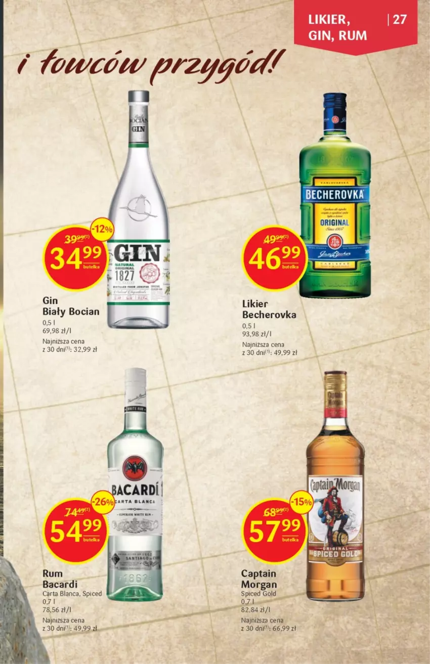 Gazetka promocyjna Delikatesy Centrum - Katalog alkoholowy DC06/07 - ważna 09.02 do 22.02.2023 - strona 27 - produkty: Bacardi, Biały Bocian, Gin, Likier, Rum