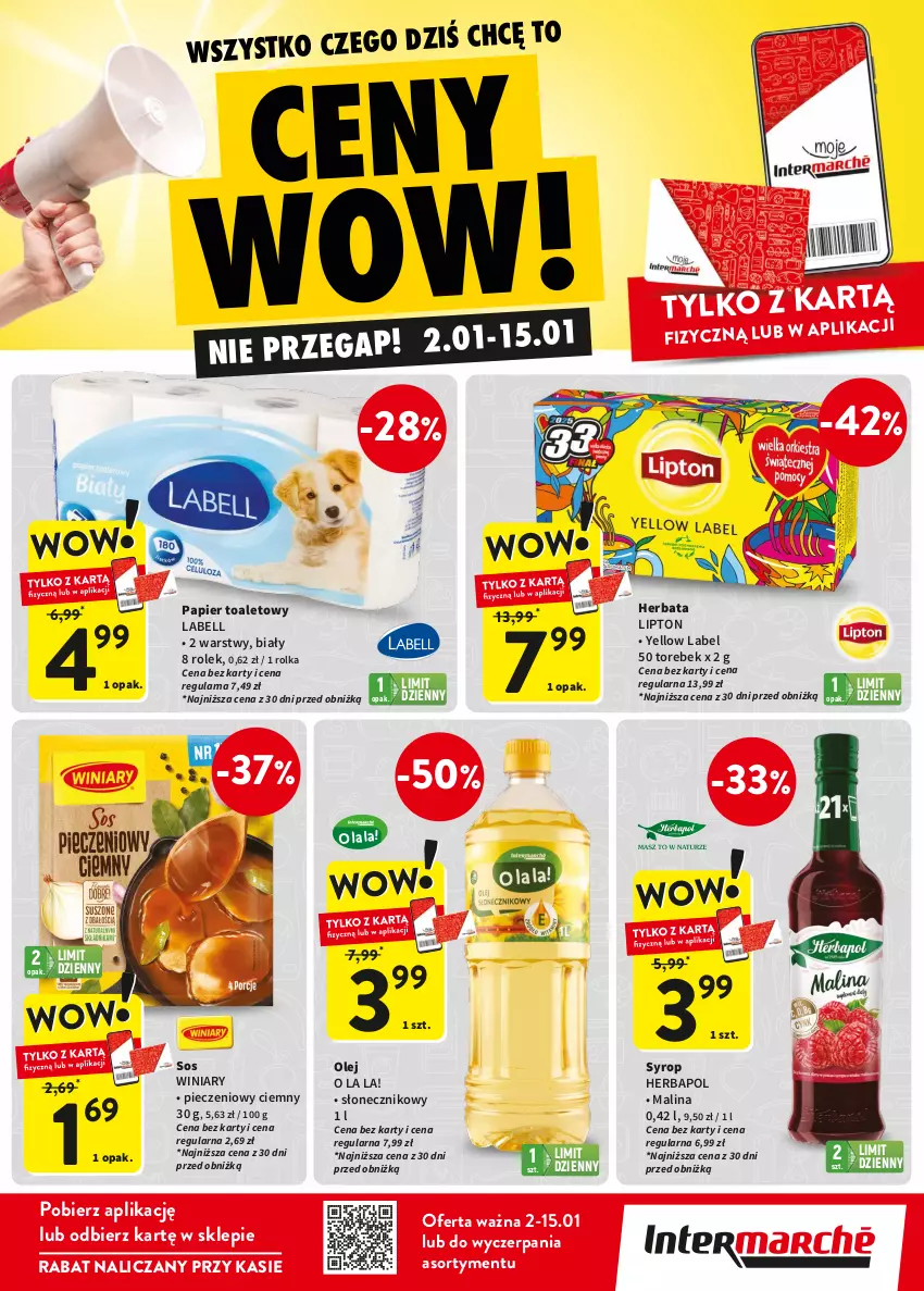 Gazetka promocyjna Intermarche - ważna 02.01 do 15.01.2025 - strona 2 - produkty: Bell, Herbapol, Herbata, Lipton, Olej, Papier, Papier toaletowy, Piec, Sos, Syrop, Winiary