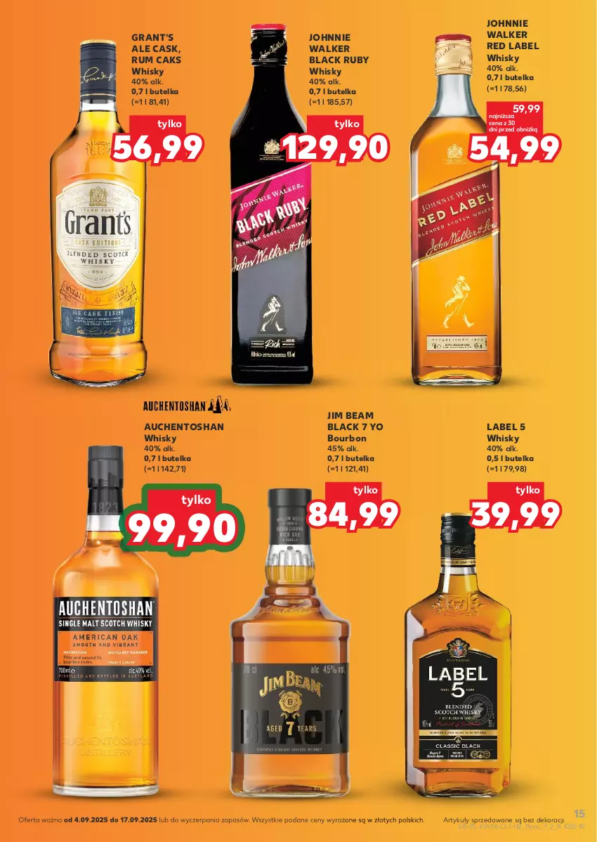 Gazetka promocyjna Kaufland - Barek Kauflandu - ważna 04.09 do 17.09.2025 - strona 15 - produkty: Bourbon, Gra, Jim Beam, Johnnie Walker, Lack, Rum, Whisky
