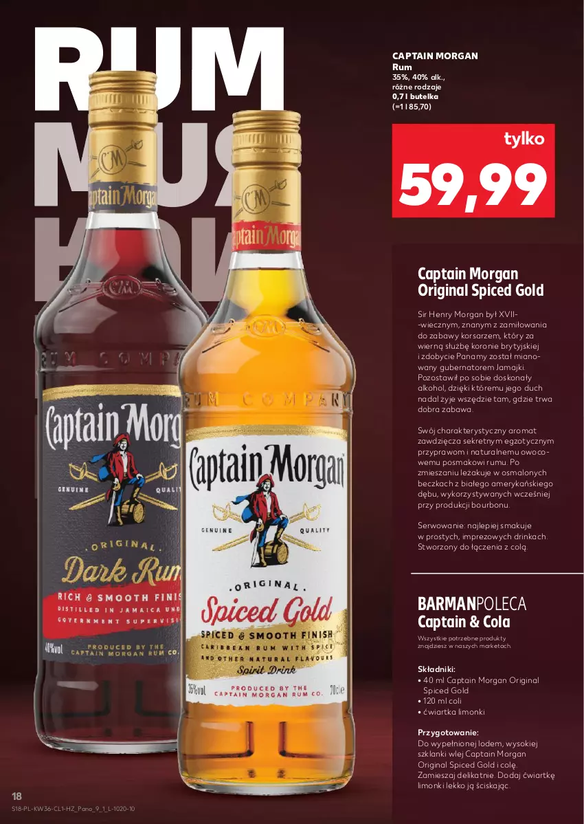 Gazetka promocyjna Kaufland - Barek Kauflandu - ważna 04.09 do 17.09.2025 - strona 18 - produkty: Bourbon, Captain Morgan, Gin, Inka, Kret, Lanki, Rum, Ser, Sok