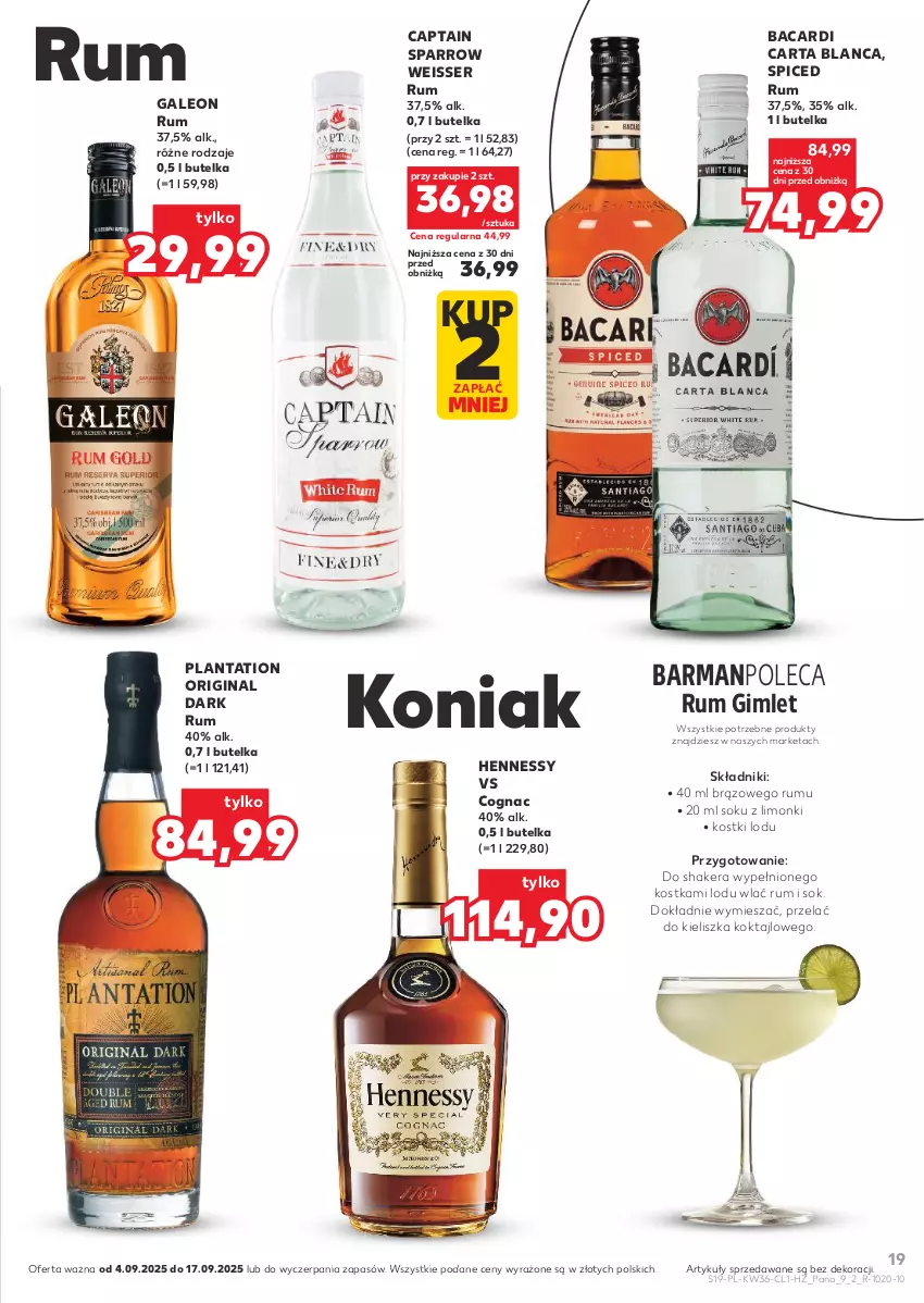 Gazetka promocyjna Kaufland - Barek Kauflandu - ważna 04.09 do 17.09.2025 - strona 19 - produkty: Bacardi, Gin, Leon, Plantation, Rum, Ser, Sok