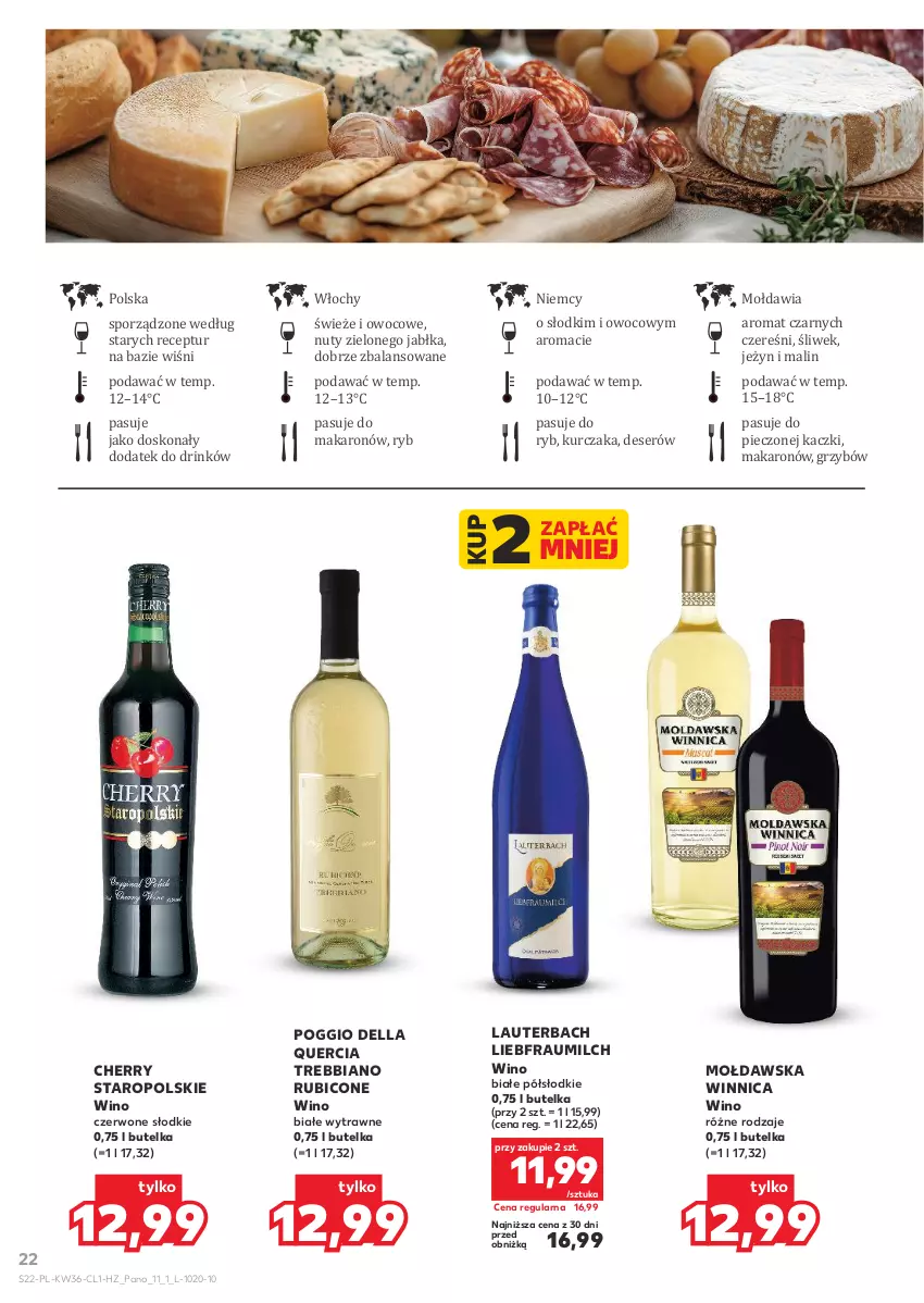 Gazetka promocyjna Kaufland - Barek Kauflandu - ważna 04.09 do 17.09.2025 - strona 22 - produkty: BIC, Dell, Deser, Jabłka, Kurczak, Makaron, Nuty, Piec, Por, Ser, Wino, Wino białe, Wino czerwone