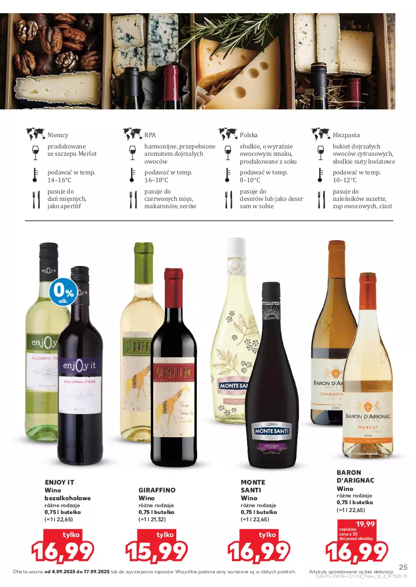 Gazetka promocyjna Kaufland - Barek Kauflandu - ważna 04.09 do 17.09.2025 - strona 25 - produkty: Bukiet, Deser, Makaron, Merlot, Monte, Monte Santi, Nuty, Ser, Sok, Wino, Wino bezalkoholowe
