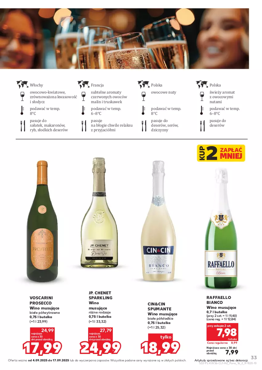 Gazetka promocyjna Kaufland - Barek Kauflandu - ważna 04.09 do 17.09.2025 - strona 33 - produkty: Deser, Fa, Makaron, Mus, Nuty, Prosecco, Puma, Raffaello, Sałat, Ser, Wino, Wino musujące