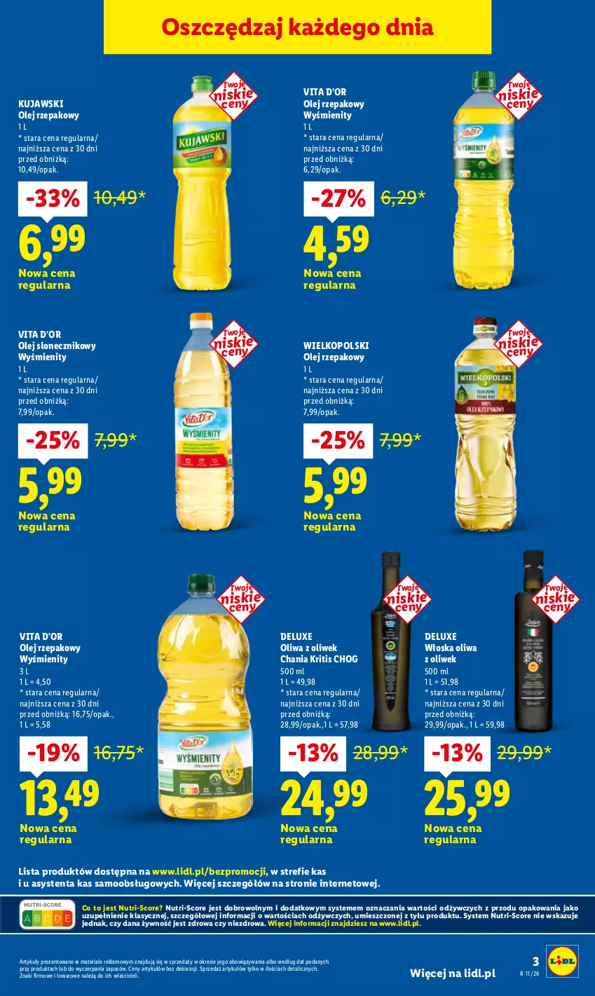 Gazetka promocyjna Lidl - Rewolucja cenowa! - ważna 01.03 do 31.03.2026 - strona 3 - produkty: Kujawski, Olej, Olej rzepakowy, Olej słonecznikowy, Oliwa, Oliwa z oliwek