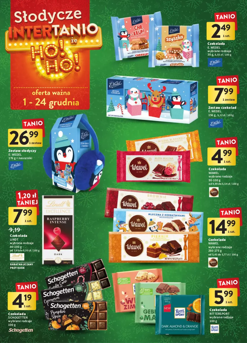 Gazetka promocyjna Intermarche - Gazetka Intermarche - ważna 01.12 do 07.12.2022 - strona 10 - produkty: Czekolada, E. Wedel, Lindt, Por, Schogetten, Sport, Wawel