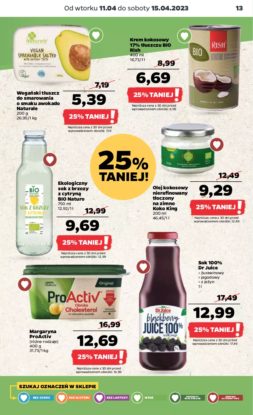 Gazetka promocyjna Netto - Artykuły spożywcze - ważna 11.04 do 15.04.2023 - strona 13 - produkty: Kokos, Margaryna, Olej, Olej kokosowy, Sok, Wino