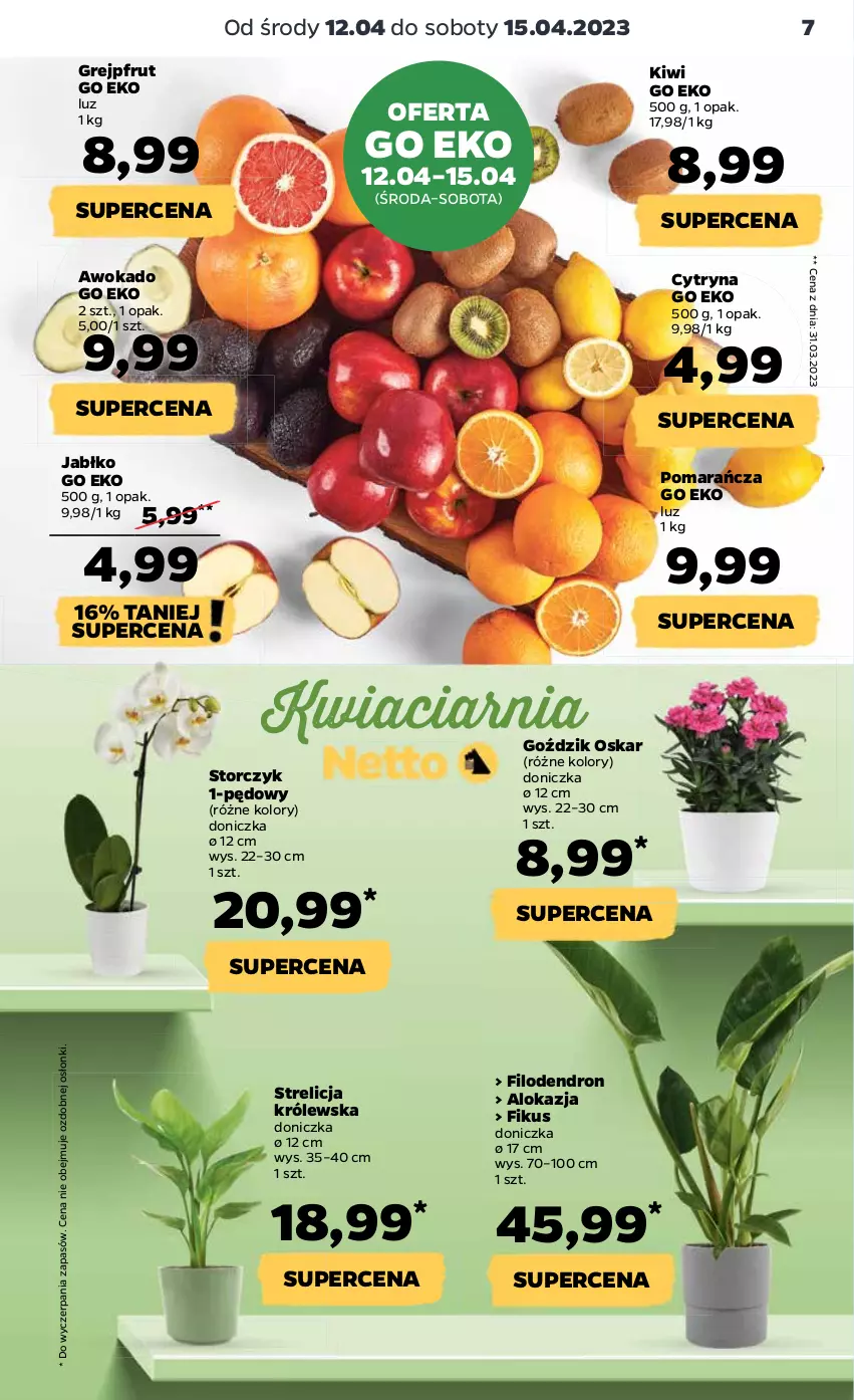 Gazetka promocyjna Netto - Artykuły spożywcze - ważna 11.04 do 15.04.2023 - strona 7 - produkty: Grejpfrut, Kiwi, Storczyk