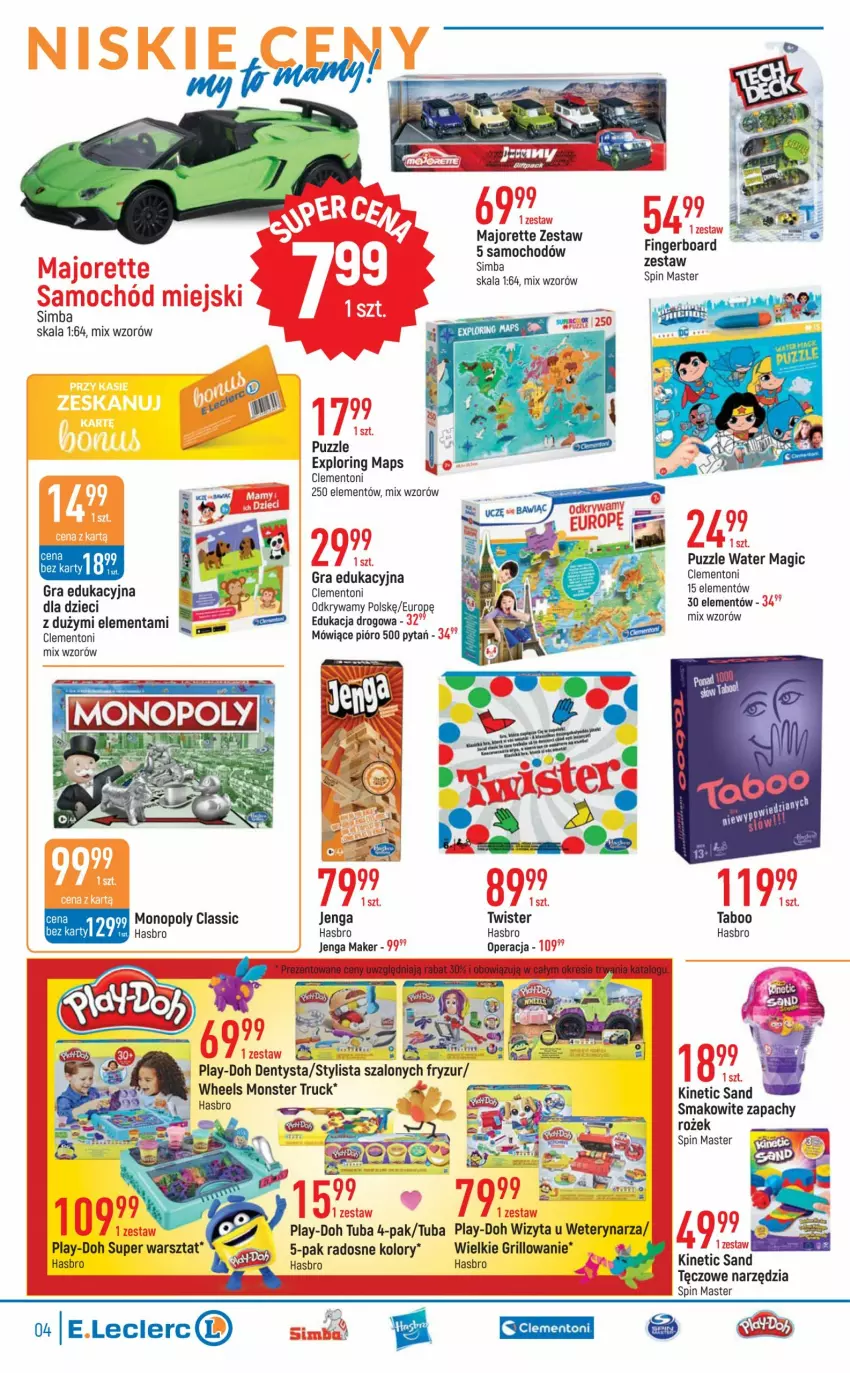 Gazetka promocyjna E Leclerc - ważna 26.07 do 06.08.2022 - strona 4 - produkty: Dzieci, Gra, Grill, Hasbro, Monopoly, Monster truck, Play-Doh, Puzzle, Taboo