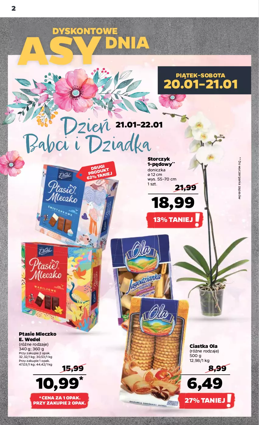 Gazetka promocyjna Netto - Artykuły spożywcze - ważna 19.01 do 25.01.2023 - strona 2 - produkty: Ciastka, E. Wedel, Mleczko, Ptasie mleczko, Storczyk