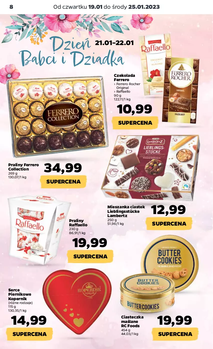 Gazetka promocyjna Netto - Artykuły spożywcze - ważna 19.01 do 25.01.2023 - strona 8 - produkty: Czekolada, Fa, Ferrero, Ferrero Rocher, Gin, Piernik, Praliny, Raffaello, Ser, Stek