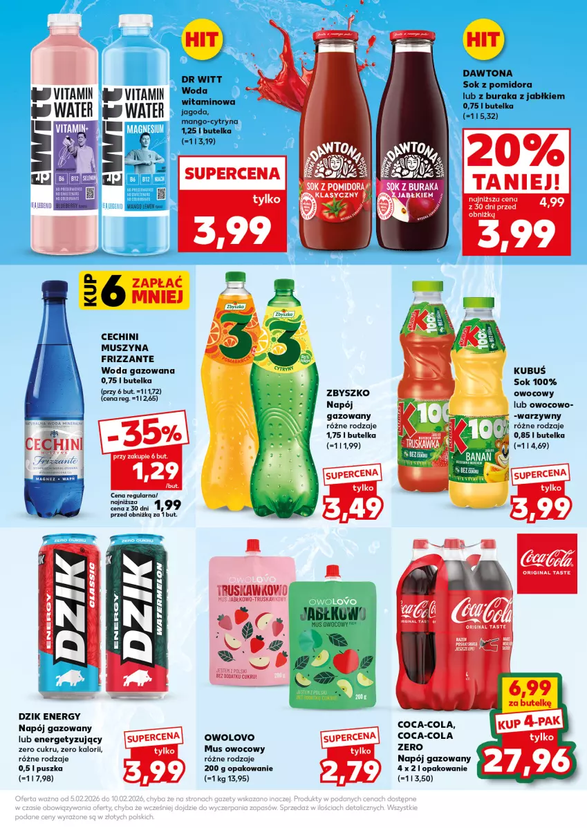 Gazetka promocyjna Kaufland - Mocny Start - ważna 09.02 do 10.02.2026 - strona 21 - produkty: Coca-Cola, Cytryny, Dawtona, Gin, Kubuś, Mango, Melon, Mus, Napój, Napój gazowany, Ser, Sok, Szyna, Woda, Woda gazowana