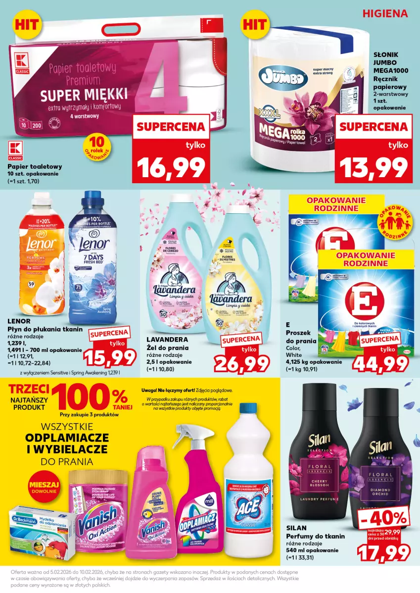 Gazetka promocyjna Kaufland - Mocny Start - ważna 09.02 do 10.02.2026 - strona 25 - produkty: Flora, Lenor, Odplamiacz, Papier, Papier toaletowy, Perfum, Płyn do płukania, Por, Ręcznik, Waga