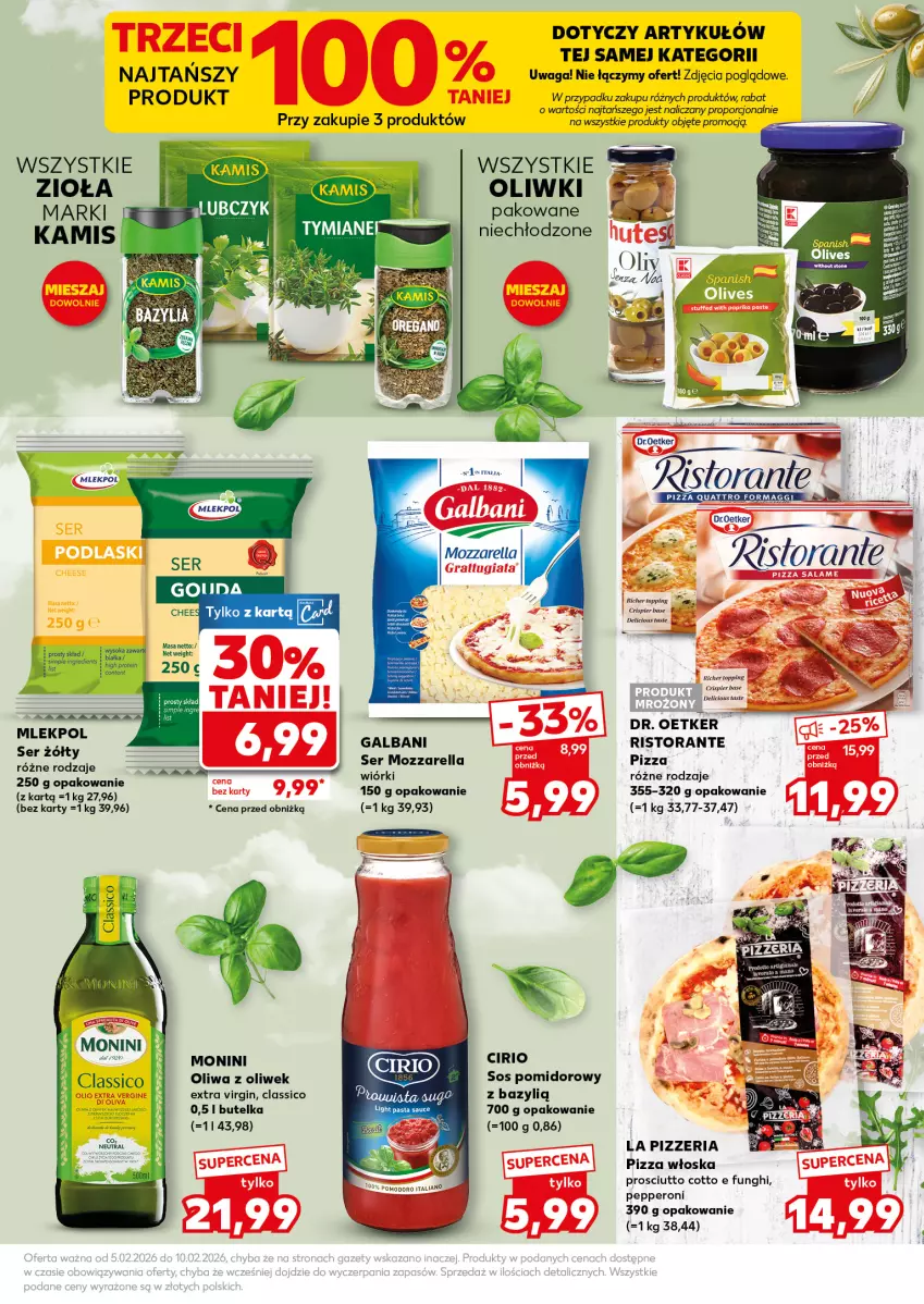 Gazetka promocyjna Kaufland - Mocny Start - ważna 09.02 do 10.02.2026 - strona 7 - produkty: Bazyl, Galbani, Gin, Kamis, Monini, Mozzarella, Oliwa, Oliwa z oliwek, Oliwki, Pizza, Por, Prosciutto, Ser, Sos, Sos pomidorowy, Waga