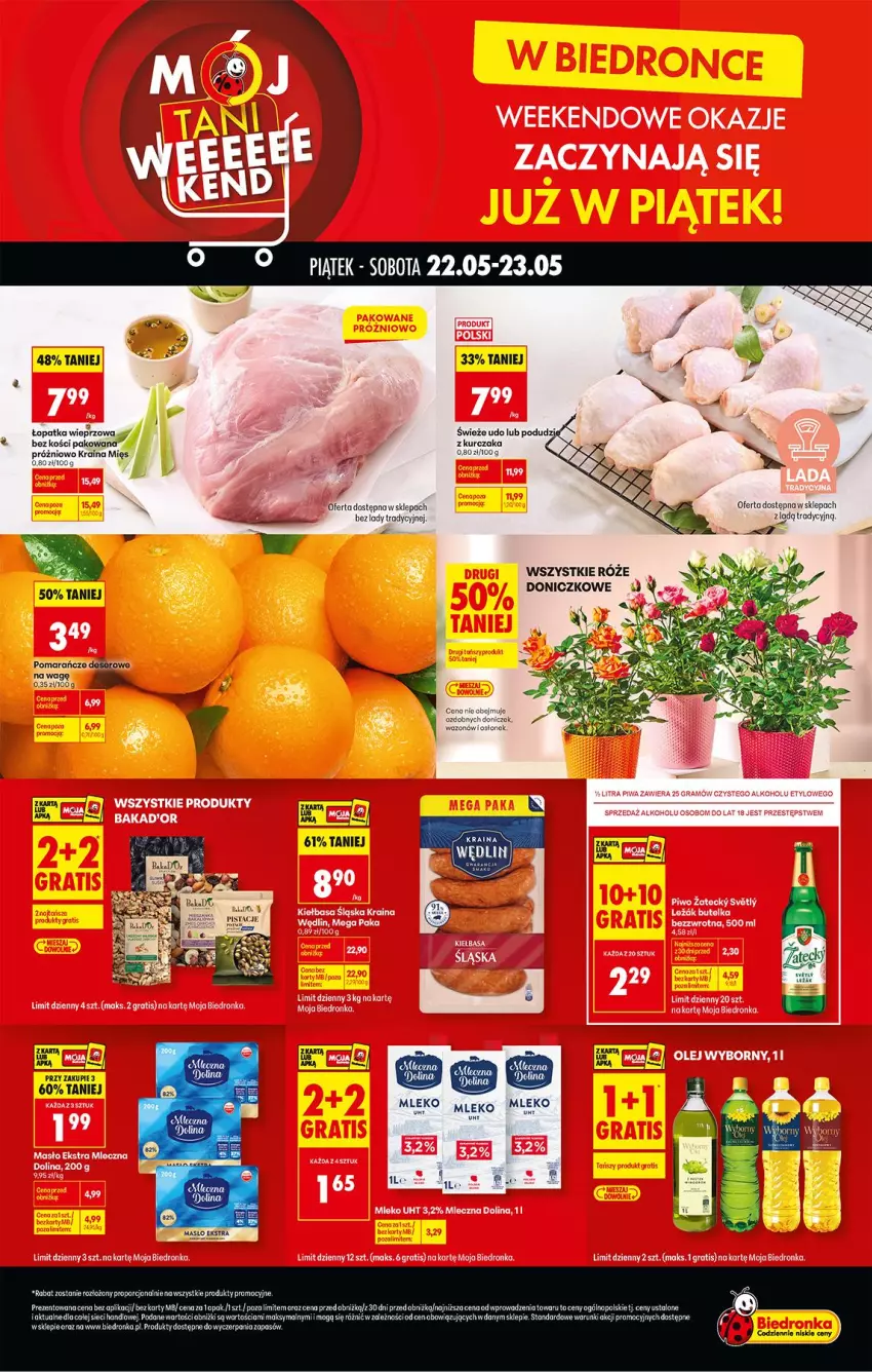 Gazetka promocyjna Biedronka - Tani Weekend - ważna 22.05 do 23.05.2026 - strona 1 - produkty: Deser, Fa, Kurczak, Moraz, Pomarańcze, Ser, Wazon