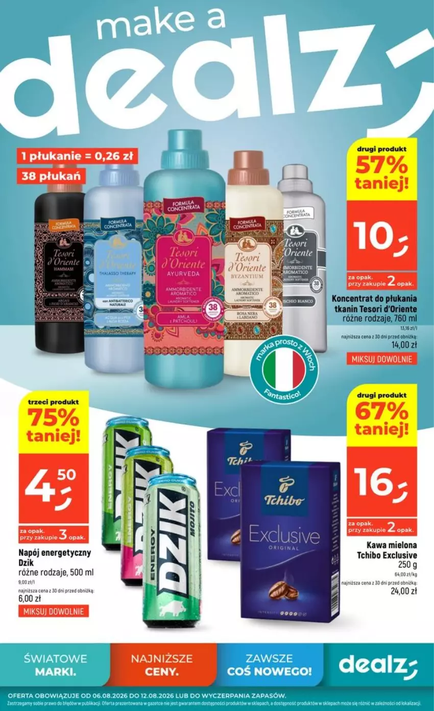 Gazetka promocyjna Dealz - NOWA GAZETKA - ważna 06.08 do 12.08.2026 - strona 1 - produkty: Kawa, Kawa mielona, Napój, Napój energetyczny, Tchibo