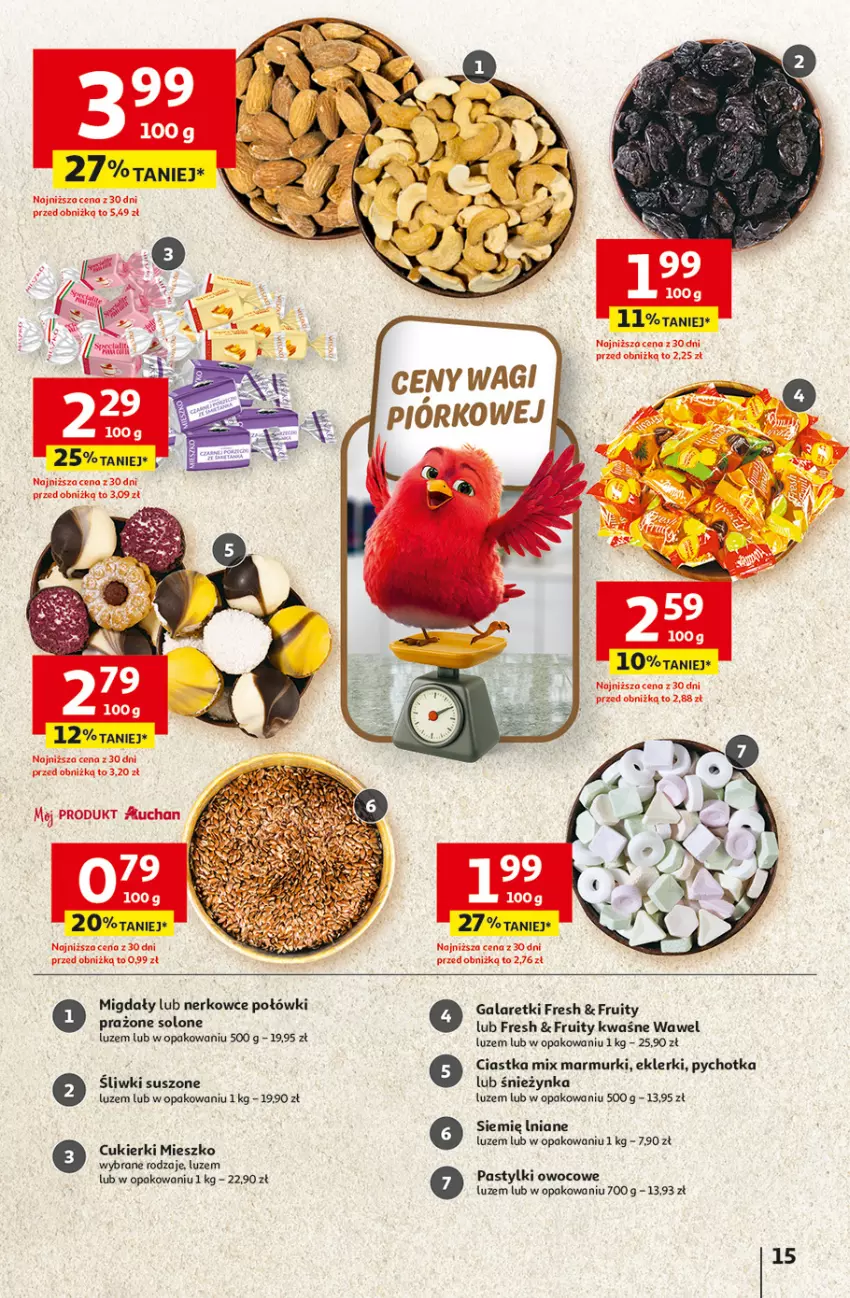 Gazetka promocyjna Auchan - 30 Lat Hipermarket - ważna 15.01 do 21.01.2026 - strona 15 - produkty: Ciastka, Cukier, Cukierki, Gala, Galaretki, Migdały, Pastylki, Wawel