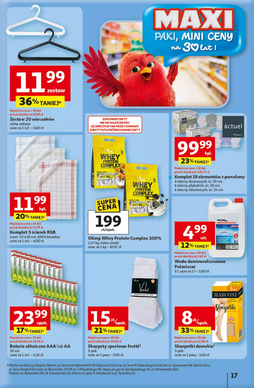 Gazetka promocyjna Auchan - 30 Lat Hipermarket - ważna 15.01 do 21.01.2026 - strona 17 - produkty: Acer, Cars, Deser, Karp, Por, Ser, Skarpetki, Sos, Sport, Suplement diety, Talerz, Wieszak, Woda, Znicz