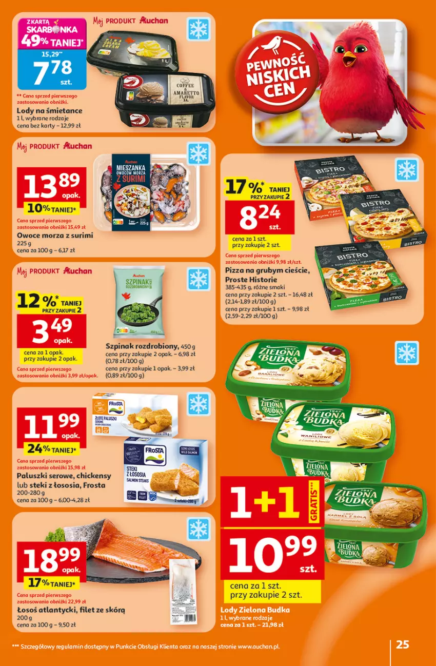Gazetka promocyjna Auchan - 30 Lat Hipermarket - ważna 15.01 do 21.01.2026 - strona 25 - produkty: Frosta, Lody, Pizza, Ser, Sos, Stek, Szpinak