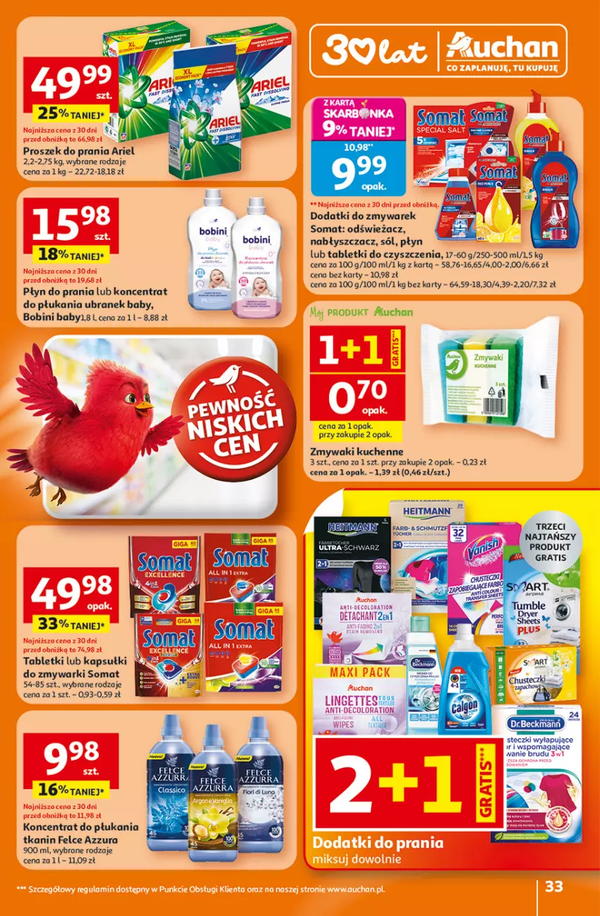 Gazetka promocyjna Auchan - 30 Lat Hipermarket - ważna 15.01 do 21.01.2026 - strona 33 - produkty: Ariel, Fa, Gra, Płyn do prania, Proszek do prania, Sól, Somat, Tablet, Zmywaki kuchenne, Zmywarki