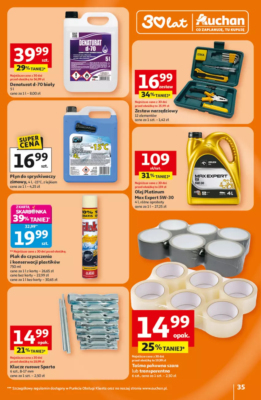 Gazetka promocyjna Auchan - 30 Lat Hipermarket - ważna 15.01 do 21.01.2026 - strona 35 - produkty: Olej, Płyn do spryskiwaczy, Ser, Zestaw narzędzi