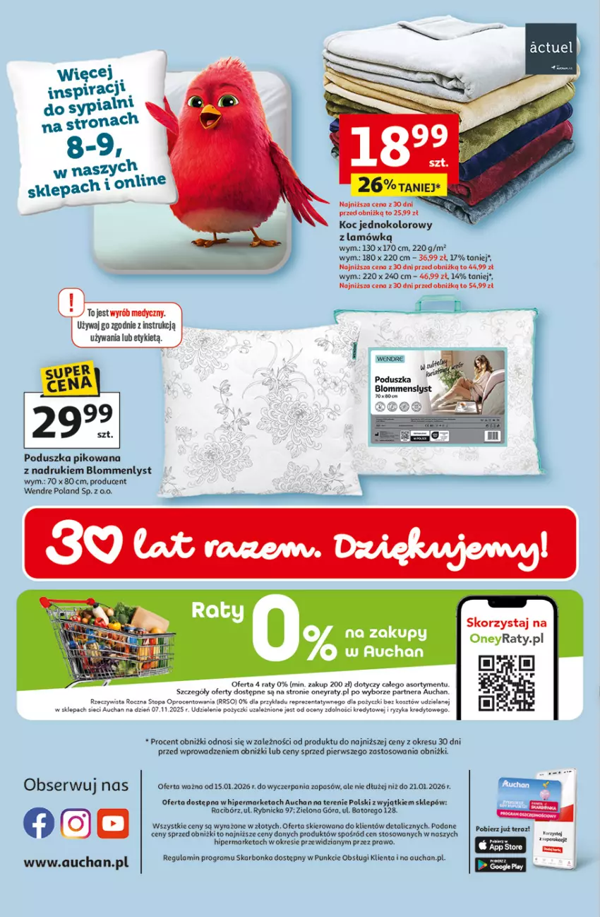 Gazetka promocyjna Auchan - 30 Lat Hipermarket - ważna 15.01 do 21.01.2026 - strona 45 - produkty: Gra, Koc, Kosz, Poduszka, Tera, Top