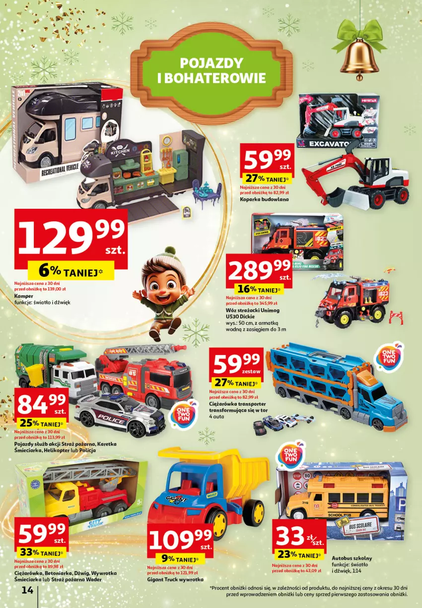 Gazetka promocyjna Auchan - Katalog Zabawki Zaczarowane Święta Hipermarket - ważna 07.11 do 27.11.2024 - strona 14 - produkty: Autobus, Dźwig, Helikopter, LANA, Parka, Pojazd, Por, Sport, Straż pożarna, Tran, Wóz strażacki, Wywrotka