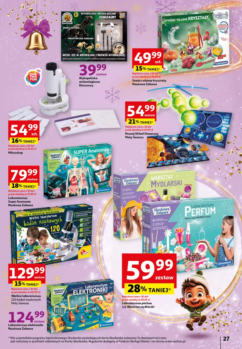 Gazetka promocyjna Auchan - Katalog Zabawki Zaczarowane Święta Hipermarket - ważna 07.11 do 27.11.2024 - strona 27 - produkty: Dinozaur, Gra, Mały Geniusz, Mikroskop, Obraz, Perfum, Wielkie Laboratorium