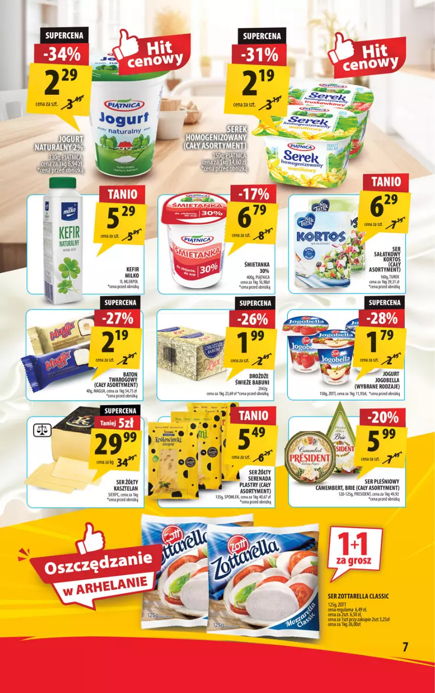 Gazetka promocyjna Arhelan - Gazetka - ważna 14.06 do 23.06.2024 - strona 7 - produkty: Babuni, Bell, Bella, Brie, Camembert, Drożdże, Jogobella, Kasztelan, Kefir, LG, Ser, Ser pleśniowy, Zott, Zottarella