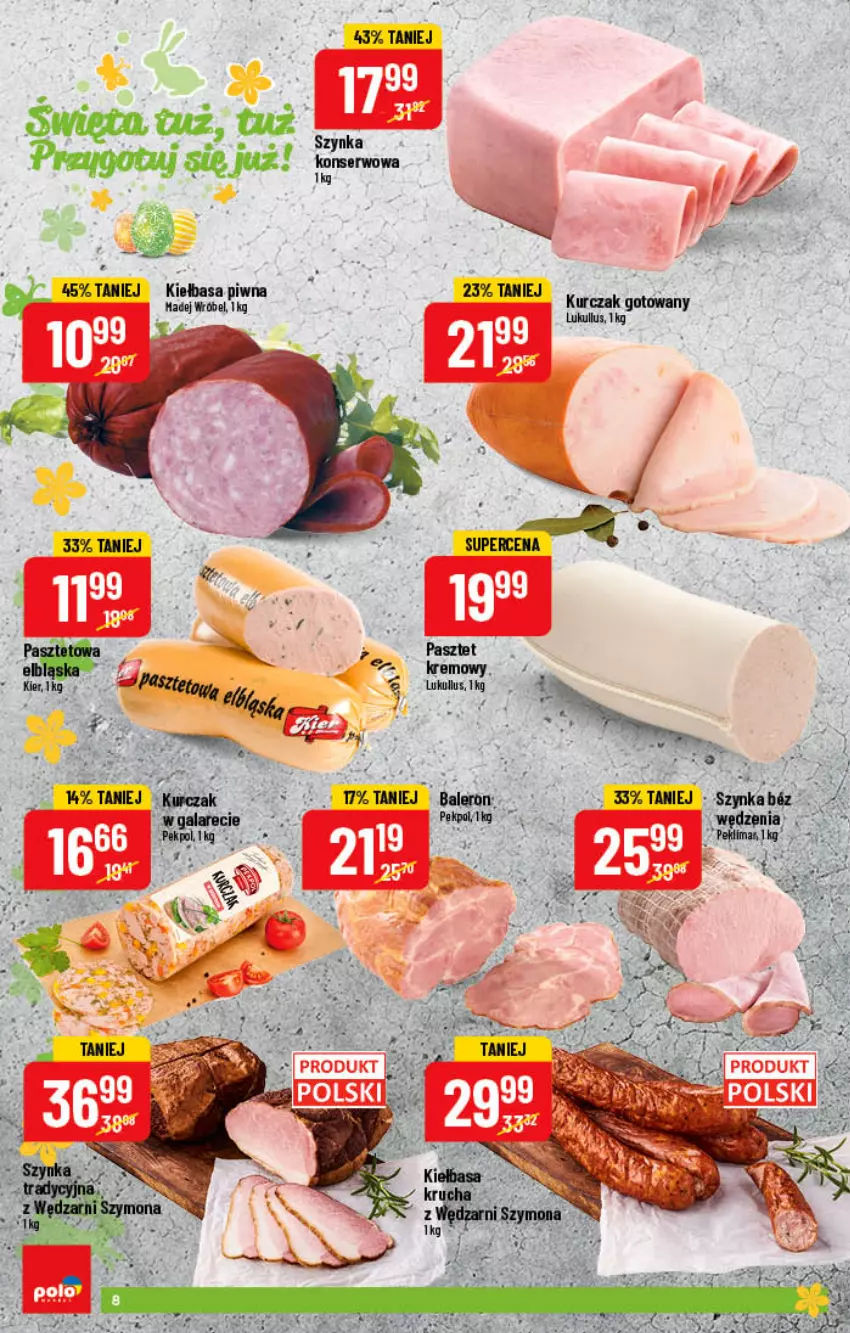 Gazetka promocyjna PoloMarket - Gazetka pomocyjna - ważna 30.03 do 05.04.2022 - strona 8 - produkty: Kiełbasa, Kiełbasa piwna, Kurczak, Kurczak gotowany, Madej Wróbel, Pasztet, Ser, Szynka, Szynka konserwowa