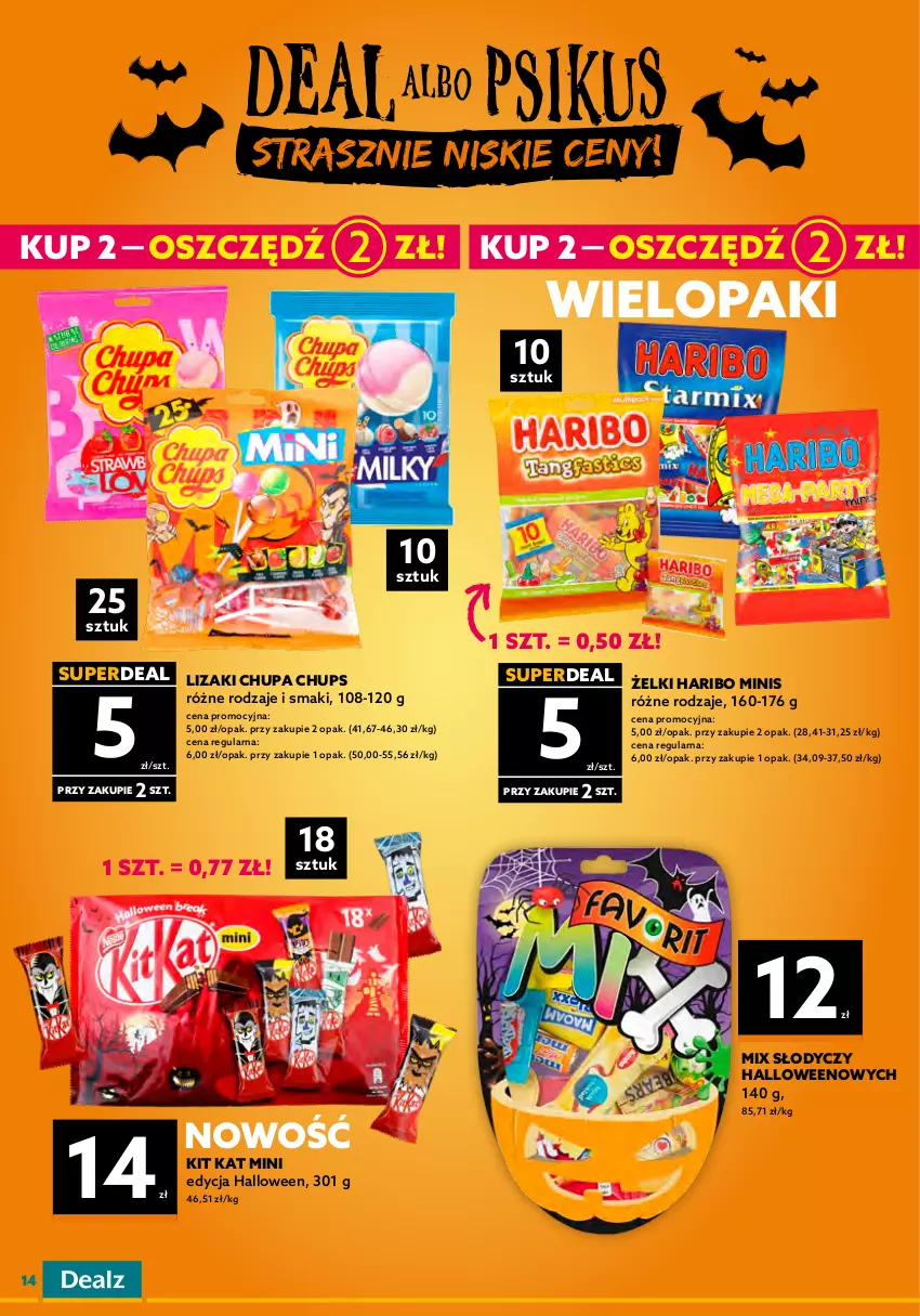 Gazetka promocyjna Dealz - NOWA GAZETKAWielkie Oszczędzanie z Dealz! - ważna 19.10 do 01.11.2022 - strona 14 - produkty: Chupa Chups, Haribo, Kit Kat, Lizaki, Syrop