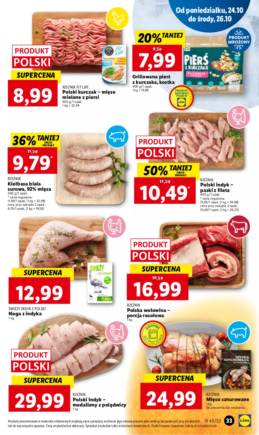 Gazetka promocyjna Lidl - GAZETKA - ważna 24.10 do 26.10.2022 - strona 37 - produkty: Grill, Kiełbasa, Kiełbasa biała, Kurczak, Lion, Mięso, Mięso mielone, Piec, Por, Wołowina